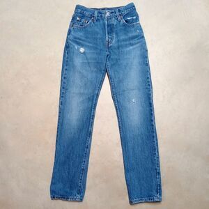 Levi's 501 Premium Big E Jeans 23x30 Button Fly Straight Leg Distressed